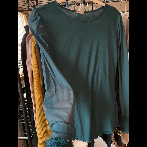 FREE PEOPLE teal Turn It Up illusion top - Picture 5 of 6